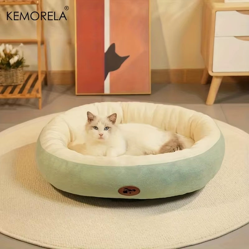 Cozy Plush Oval Pet Bed for Dogs and Cats - Thickened, Machine Washable Cushion for All Breeds