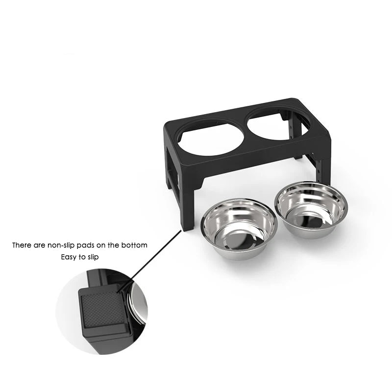 Adjustable Elevated Dog Feeder-- Featuring Double Stainless Steel Bowls